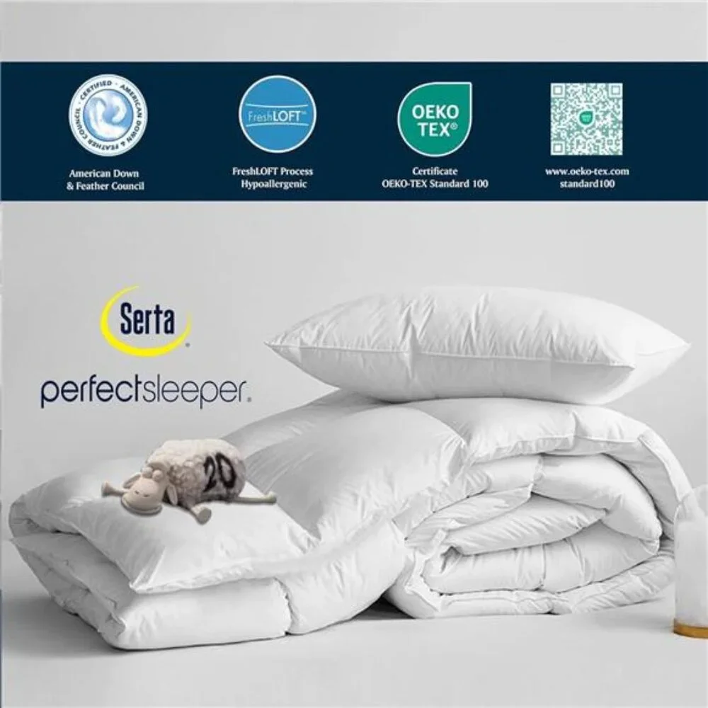 Feather Down Fiber Cotton Comforter Queen Size - 100% Cotton Duvet
